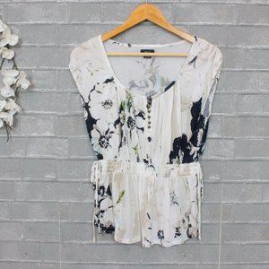 Deletta Anthropologie Neutral Floral Tie Top XS